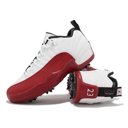 Nike 高爾夫球鞋Air Jordan XII Low 男鞋白紅可拆式鞋釘CHERRY AJ12