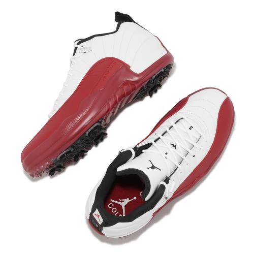 Nike 高爾夫球鞋Air Jordan XII Low 男鞋白紅可拆式鞋釘CHERRY AJ12