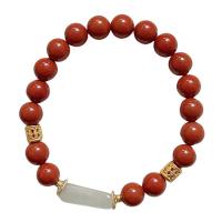 RJ New York 古典南紅瑪瑙長型玉髓串珠手鍊 紅色 