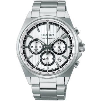 SEIKO 精工 CS系列 條紋設計賽車計時手錶-41mm(SBTR031J/8T63-01T0S)
