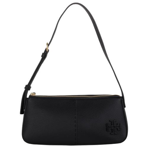 TORY BURCH - MCGRAW鵝卵石皮革三角楔型小肩包(黑)S