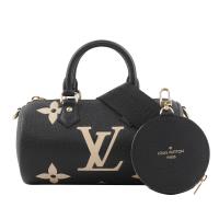 LV Papillon BB Monogram 雙色牛皮迷你圓筒包(黑色/米色) M45980