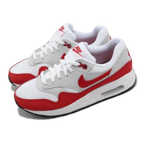 Nike 休閒鞋Air Max 1 GS 大童鞋女鞋白紅灰氣墊復古經典DZ3307-003