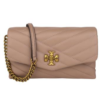 TORY BURCH - Kira絎縫皮革金鍊帶斜背包(奶茶色)mini