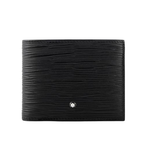 MONTBLANC 萬寶龍Meisterstuck 4810 系列牛皮6+2卡對開短夾(黑色) 130926