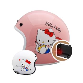 iMiniDV X4C 內建式安全帽行車記錄器 吊帶褲Kitty 復古騎士安全帽(機車用 1080P 攝影機 記錄器 安全帽)