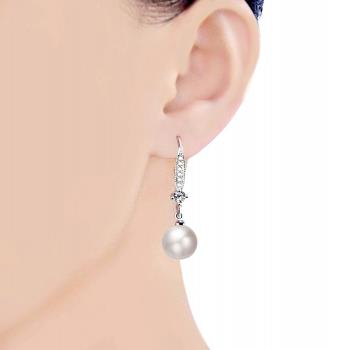 【Emi艾迷】韓系925銀針雋永璀璨排鑽珍珠勾勒耳環