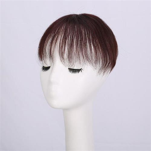 【米蘭精品】真髮髮片短假髮-輕薄自然遮白髮9x9cm女假髮2色74fr9