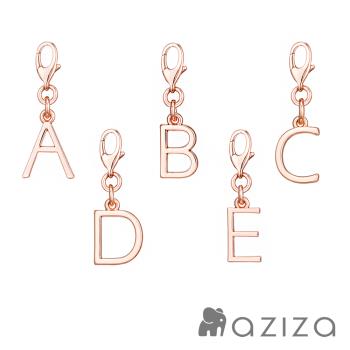 【aziza】玫瑰金英文字母吊飾(26英文字母任選/A-Z)