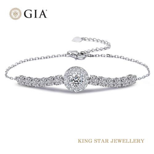King Star GIA無螢光 圓滿滿鑽30分18K金鑽石手鍊(最白Dcolor SI2 3 Excellent極優 八心八箭完美車工)