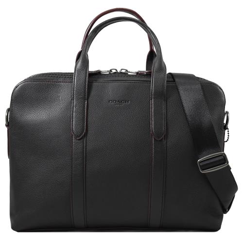 COACH 79544 品牌壓印LOGO荔枝皮革兩用公事包.黑