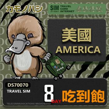 【鴨嘴獸 旅遊網絡卡】Travel Sim 美國8日 吃到飽上網絡卡 旅遊卡