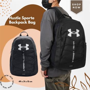 Under Armour 後揹包 Hustle Sporte 黑 筆電包 15吋 防潑水 包包 雙肩背 書包 大容量 1364181001