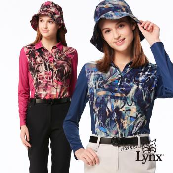 【Lynx Golf】女款歐洲進口布料吸排機能脇邊剪裁造型長袖POLO衫(二色)