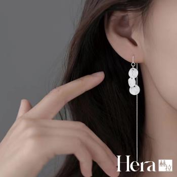 【Hera 赫拉】精鍍銀氣質磨砂圓片耳線耳環 H112090506