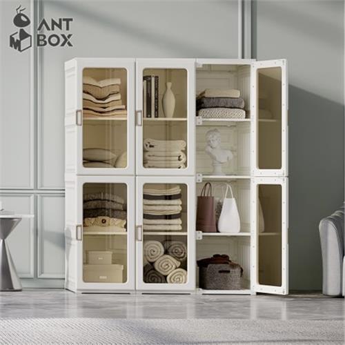 [hoi!]【ANTBOX 螞蟻盒子】免安裝折疊式衣櫃12格(茶色款)