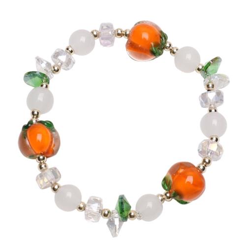 Jpqueen 柿柿如意森林系水晶琉璃手鍊(橙色)