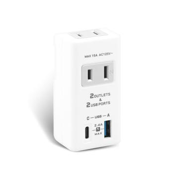 【聖岡科技Dr.AV】TNT-56U 雙USB+2孔2插 分接插座2.4A(急速充電 自動IC識別app可用 分接器 壁插)