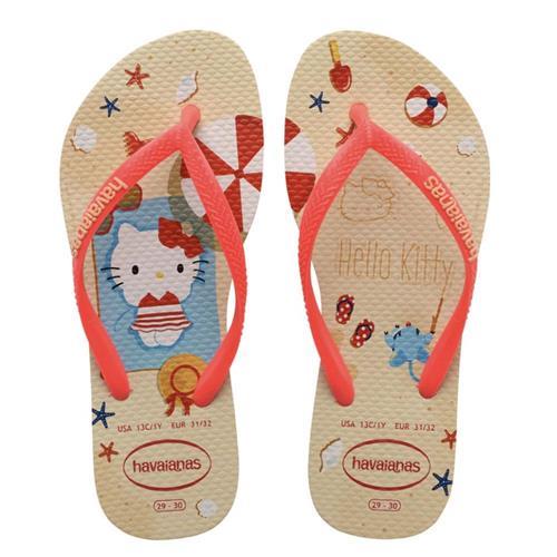 Havaianas 哈瓦仕 女鞋 拖鞋 夾腳拖 人字拖 Hello Kitty 卡其桃【運動世界】4145748-0570W