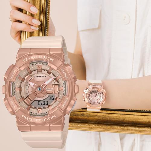 CASIO 卡西歐G-SHOCK ITZY留真配戴款粉紅金優雅手錶女錶(GM-S110PG-4A