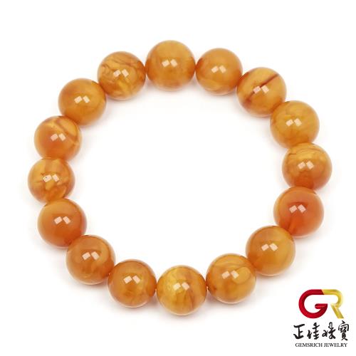 【正佳珠寶】蜜蠟琥珀 頂級花蜜蠟 12.5-13mm 花蜜蠟手珠｜日本彈力繩