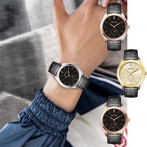 RHYTHM 麗聲 文青素面簡單簡約美高貴皮革手錶-P1301L(文青潮流風格)