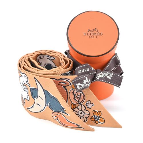 Hermes Mille et Un Lapins Parme Silk Twilly Pair – Madison Avenue Couture