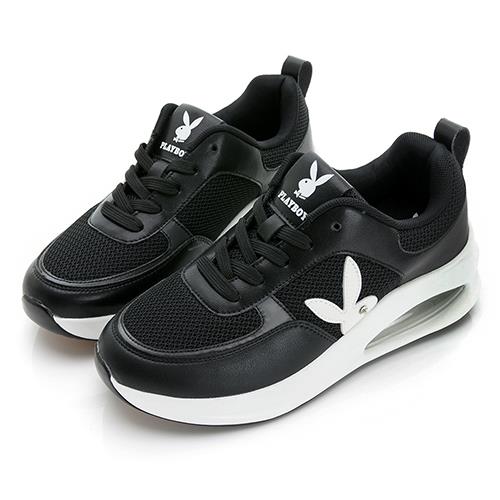 【PLAYBOY 】輕盈減壓氣墊休閒鞋-Y9657C1黑白