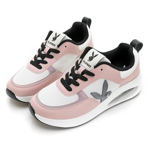 【PLAYBOY 】輕盈減壓氣墊休閒鞋-Y96579C粉黑