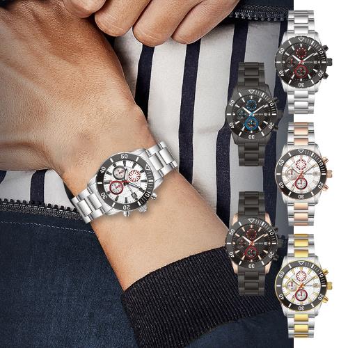 RHYTHM 麗聲 立體堆疊造型時尚雙眼不鏽鋼手錶-S1406(文青時尚)