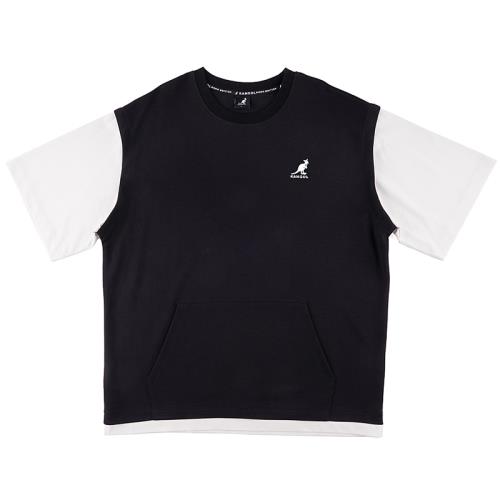 KANGOL 短袖圓領T恤 假兩件 袋鼠LOGO 黑/白 63251005 20 noO25