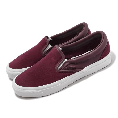 Vans 懶人鞋OG Classic Slip-On LX Vault 男鞋女鞋酒紅白麂皮休閒鞋