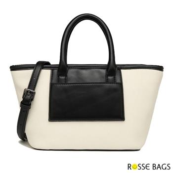 【Rosse Bags】時尚經典配色大容量手提肩背托特包(現+預 米白色)