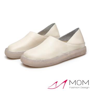 【MOM】休閒鞋 真皮休閒鞋/全真皮頭層牛皮兩穿法設計純色百搭休閒鞋 米