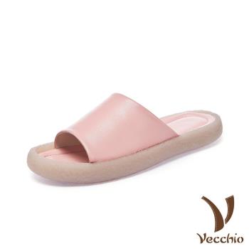 【VECCHIO】拖鞋 軟底拖鞋/全真皮頭層牛皮護趾設計經典軟底拖鞋 粉