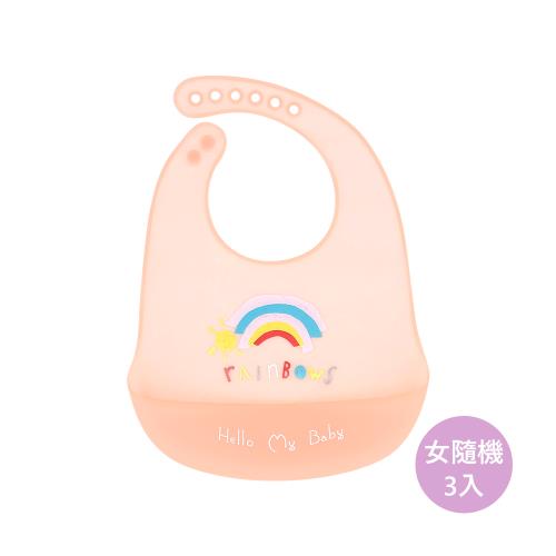 Colorland-3條入-MuslinTree 防水矽膠圍兜 圍兜 嬰兒餐具 寶寶口水巾 立體飯兜 嬰兒圍兜