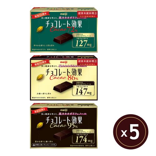 【Meiji 明治】巧克力效果CACAO黑巧克力(72%/86%/95%)任選共5盒