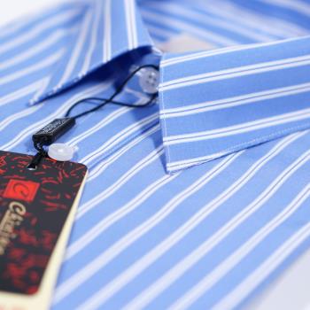 【CHINJUN/65系列】舒適抗皺襯衫-長袖、藍底白線條、編號：k2305