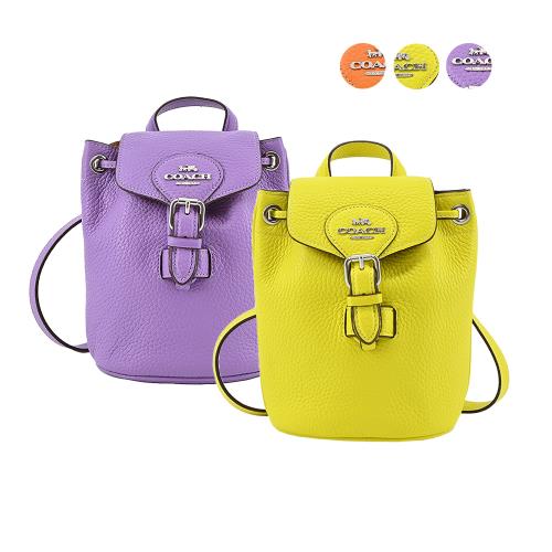 COACH Amelia  馬車LOGO 束口皮革斜背/後背二用包(多色選)