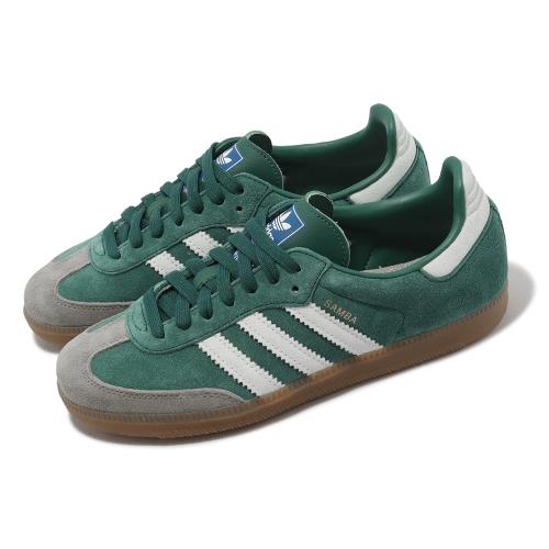 adidas 休閒鞋 Samba OG 綠 灰 白 男鞋 女鞋 焦糖底 麂皮 德訓鞋 三葉草 愛迪達 ID2054