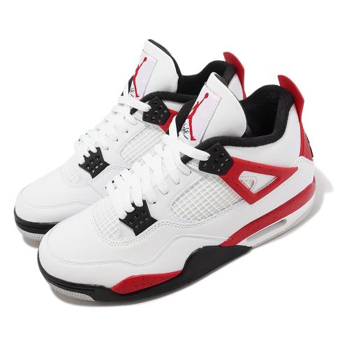Nike Air Jordan 4 Retro 男鞋白紅黑紅水泥4代休閒鞋DH 會員獨