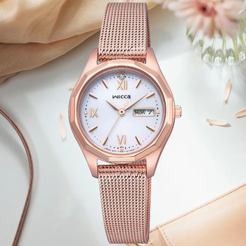 CITIZEN星辰 Wicca 少女系列 太陽能 經典日期腕錶 KH3-568-13