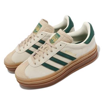 adidas 休閒鞋 Gazelle Bold W 女鞋 卡其 綠 厚底 增高 拼接 復古 麂皮 膠底 愛迪達 ID7056