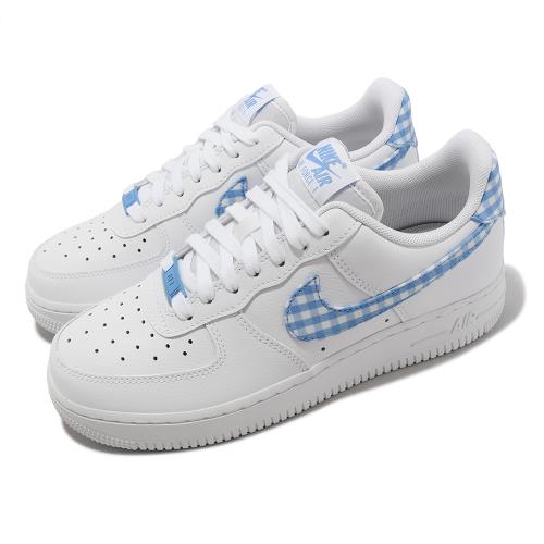 Nike 休閒鞋Wmns Air Force 1 07 ESS Trend 女鞋白藍AF1 格紋DZ2784