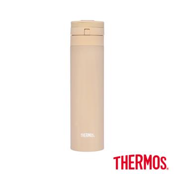 【THERMOS膳魔師】不鏽鋼超輕量自動上鎖真空保溫瓶450ml奶茶褐(JNS-454-LMT)