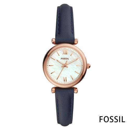 FOSSIL 邂逅浪漫愛戀珍珠母貝石英腕錶(ES4502)-藍/28mm