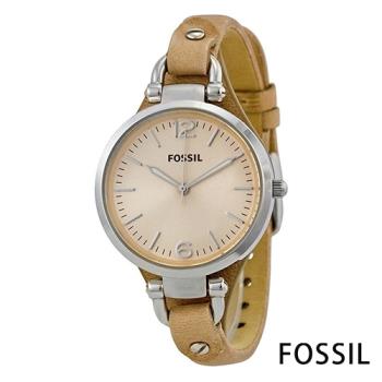 FOSSIL纖纖小手簡約輕量皮革腕錶-卡其色/32mm (ES2830)