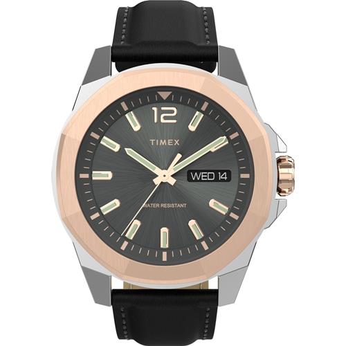 【TIMEX】天美時 風格系列  44毫米八角錶殼紳士手錶  (墨綠x黑色皮質錶帶 TXTW2V43000)