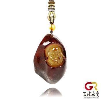 【正佳珠寶】蜜蠟琥珀 頂級紅皮琥珀 29g 大肚彌勒佛吊墜 蜜蠟琥珀吊墜｜可調式棉繩