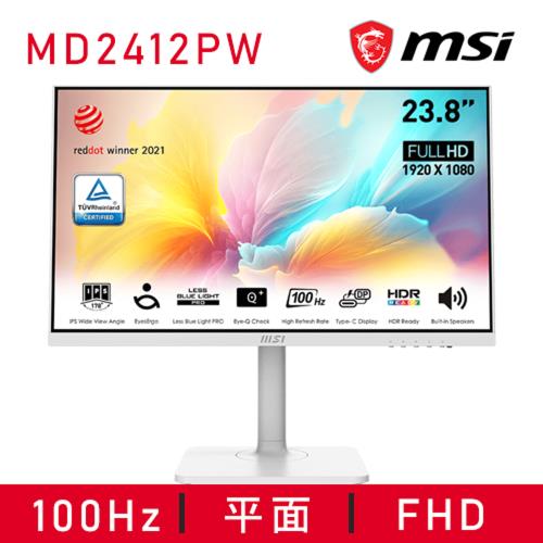 【微星】Modern MD2412PW 平面美型螢幕 (24型/FHD/HDMI/喇叭/IPS)